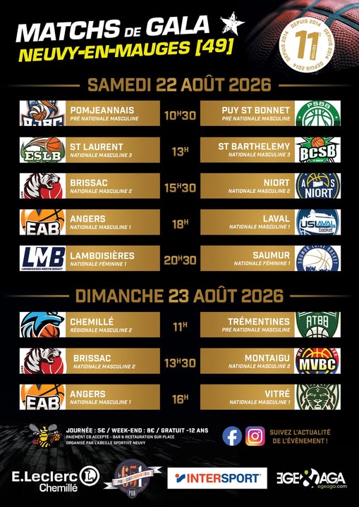 Programme des Matchs de Gala 2026
